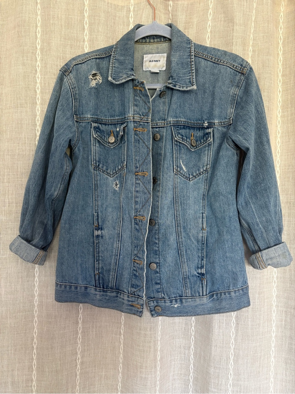 Old Navy Light Blue Distressed Denim Jacket